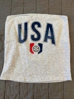 Target Gray USA Graphic Crop Top with Red & Navy Accents